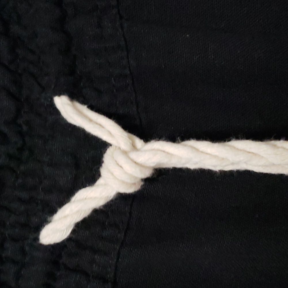 Roxy linen black drawstring pants wide-leg size large long length - Picture 4 of 15